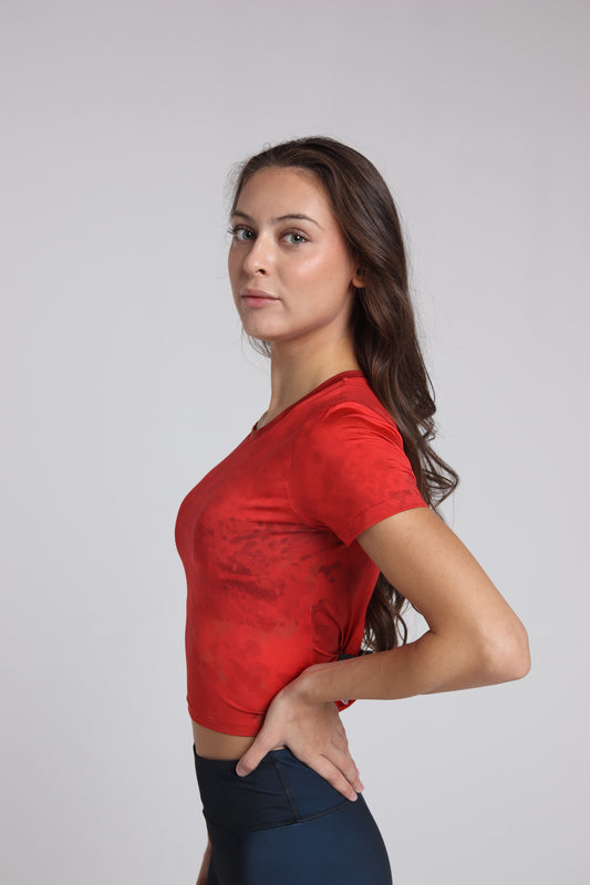 Red Cropped Sport Tee