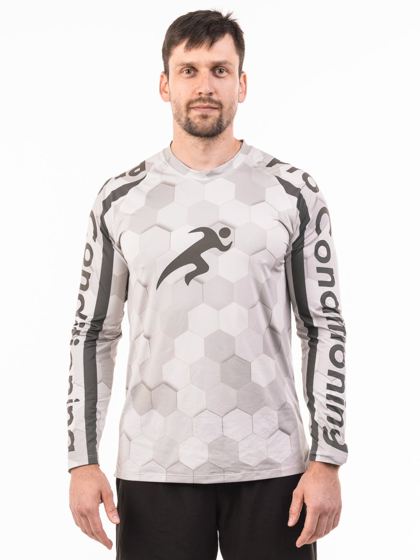 Бяло-черна Тениска с дълъг ръкав