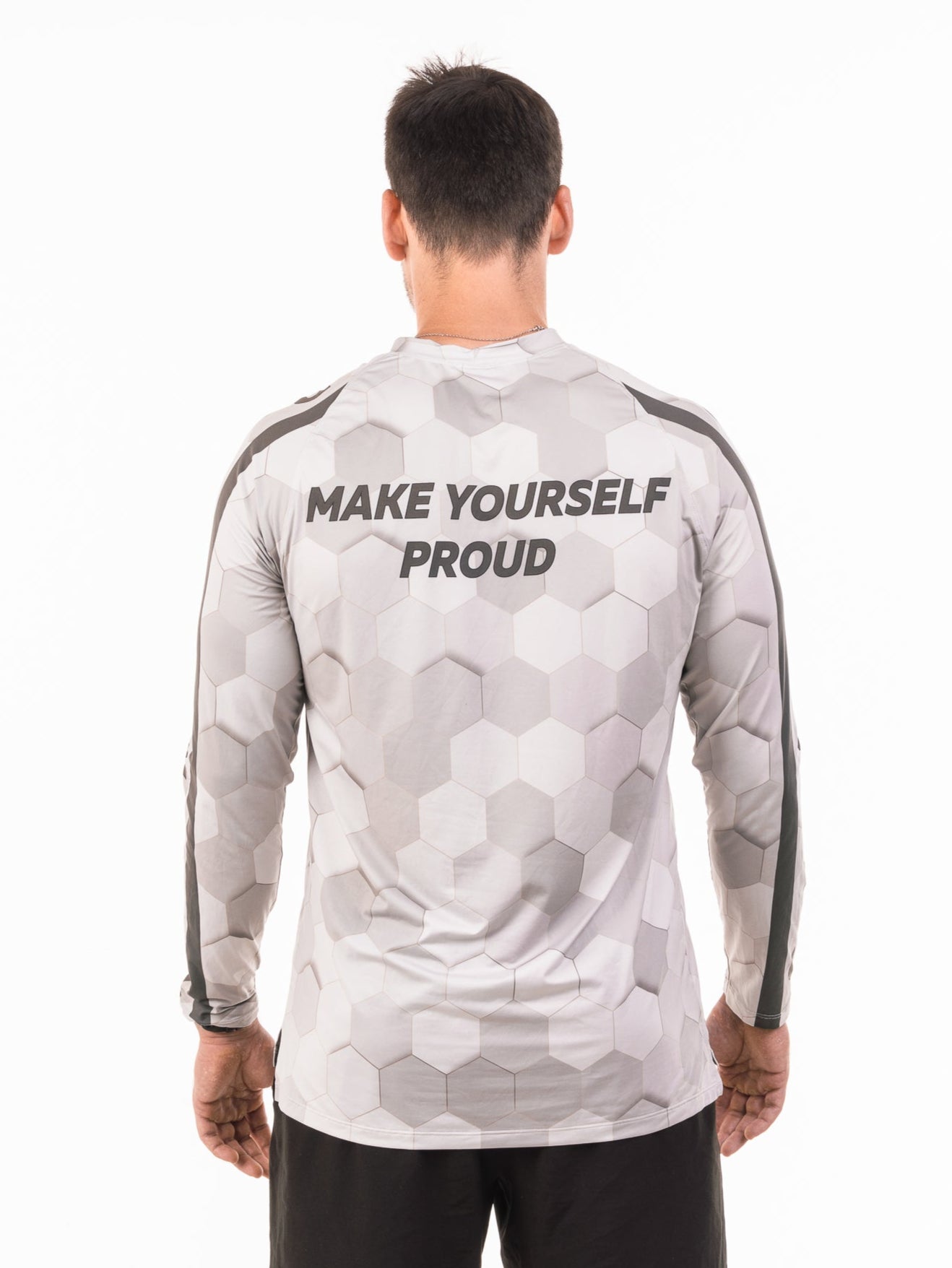 Бяло-черна Тениска с дълъг ръкав