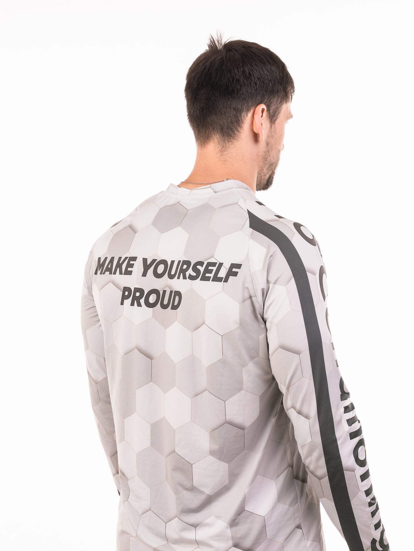 Бяло-черна Тениска с дълъг ръкав